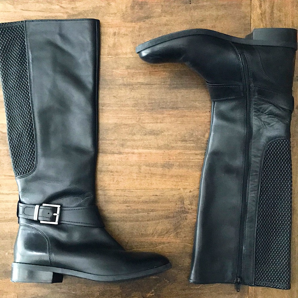 Clarks | Leather Pita Dakota Black Knee High Riding Boots